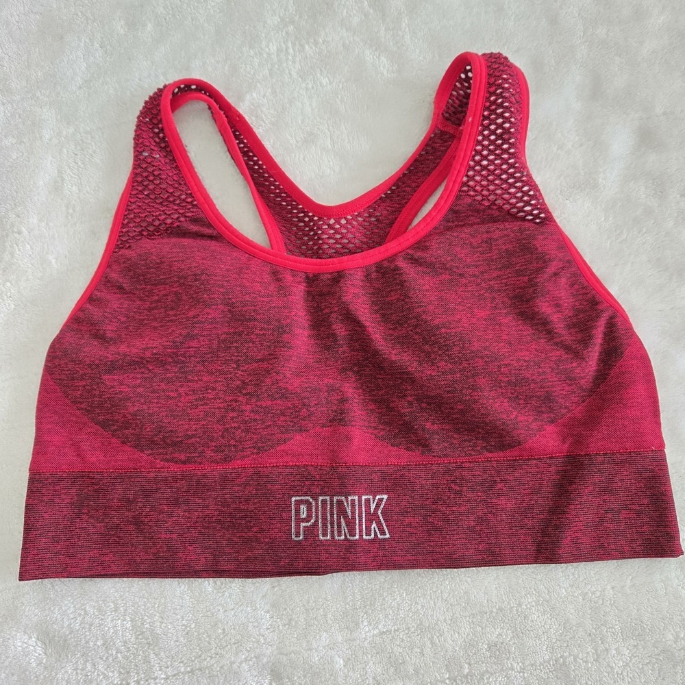 Victorias Secret PINK Sport Seamless Lined Bralette Sports Bra Marled Red Sz S